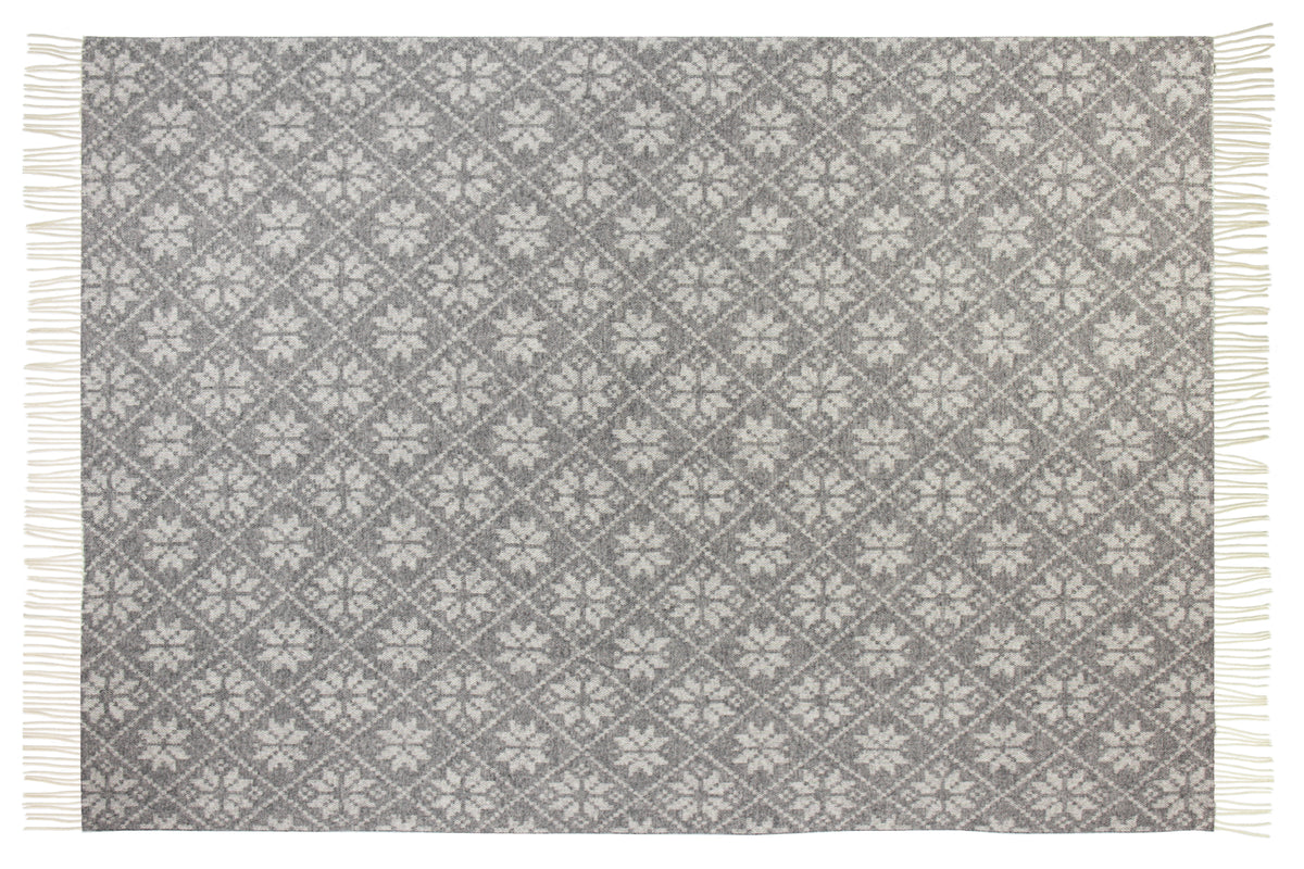 Heimdall Norway - large wool blanket - Snow Crystal - light gray