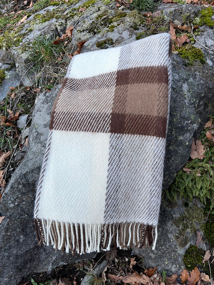 Heimdall Norway - stort ullpledd - Haugastøl- off white - brun