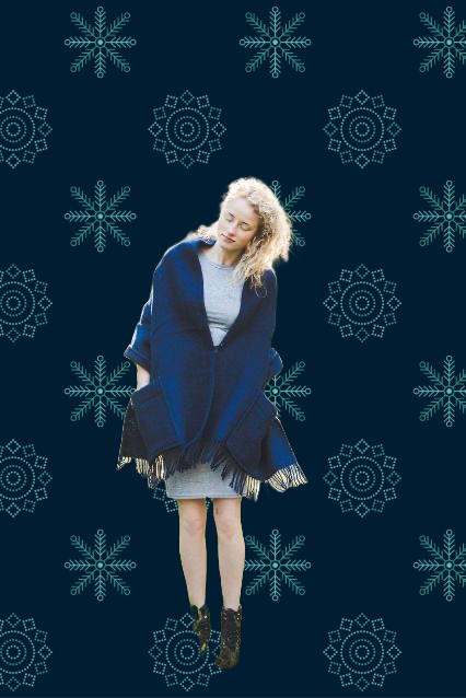 Heimdall Norway - poncho - skjerf m/lommer - embla - navy -