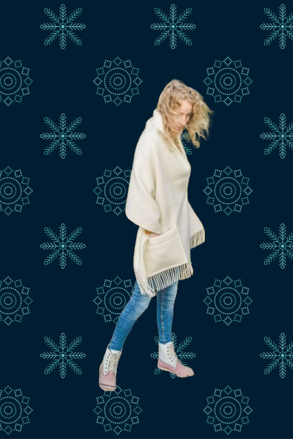 Heimdall Norway - poncho - skjerf m/lommer - embla - off white
