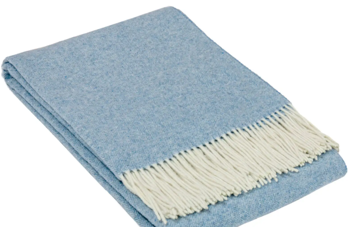 Heimdall Norway - stort pledd i cashmere - merino ull - Frogner - light blue
