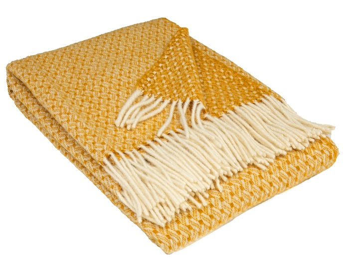 Heimdall Norway - stort ullpledd - Gaustadtoppen - mustard yellow