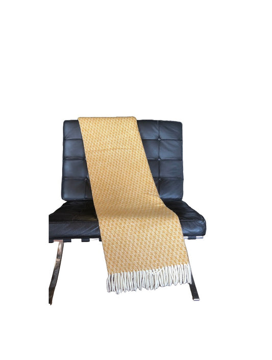 HEIMDALL NORWAY BLANKET - HALLINGDAL - 100% PURE NEW WOOL - MUSTARD YELLOW