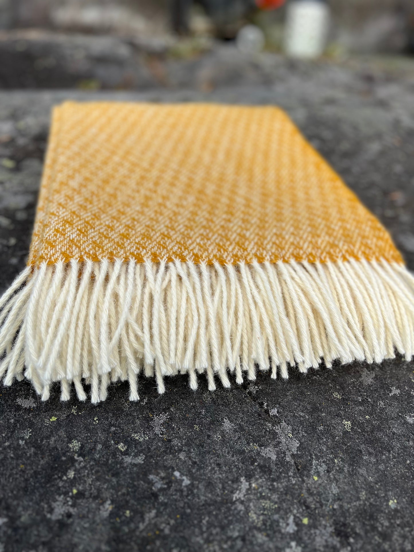 HEIMDALL NORWAY BLANKET - HALLINGDAL - 100% PURE NEW WOOL - MUSTARD YELLOW