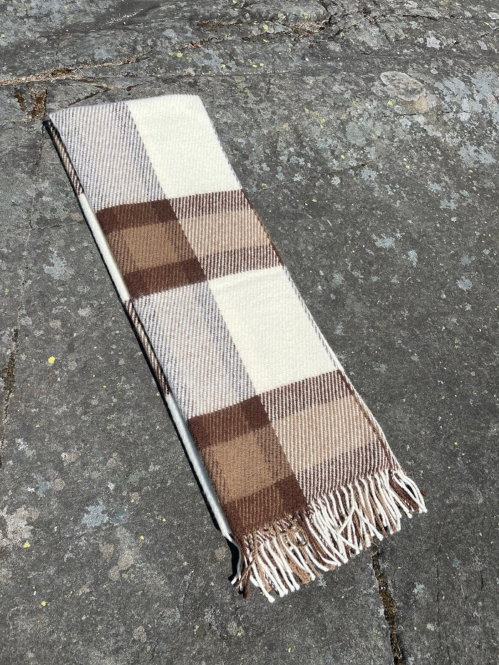 HEIMDALL NORWAY PLEDD - HAUGASTØL - 100% PURE NEW WOOL - OFF WHITE - BROWN