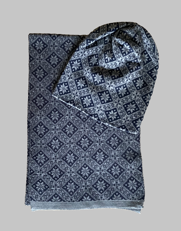 Heimdall Norway - skjerf - snø krystall - merino - navy - grey - unisex - one size