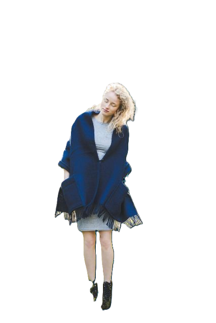Heimdall Norway - poncho - skjerf m/lommer - embla - navy -