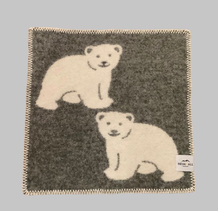 Heimdall Norway - sitteunderlag ull - isbjørn motiv - grå nature