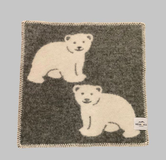 Heimdall Norway - sitteunderlag ull - isbjørn motiv - grå nature