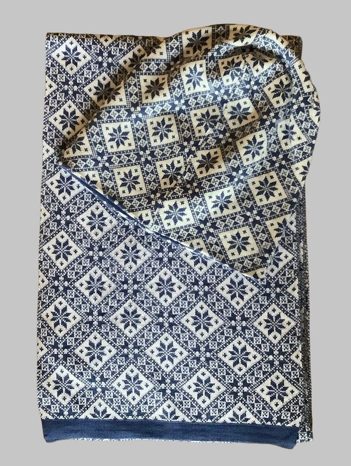 Heimdall Norway - skjerf - snø krystall - merino - denim blue - white - unisex - one size