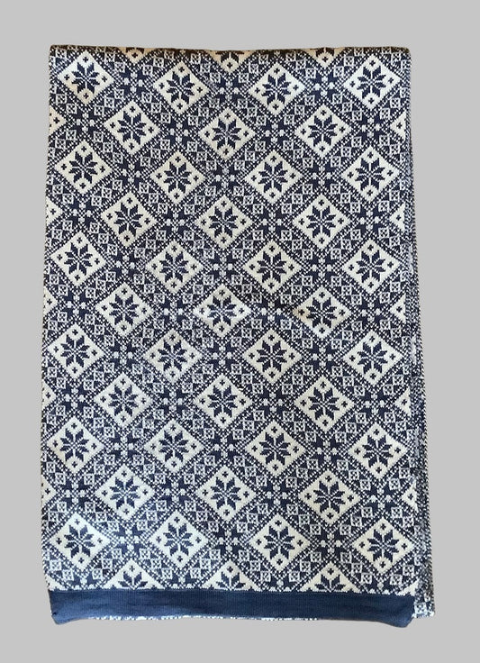 Heimdall Norway - scarf - snow crystal - merino - denim blue - white - unisex - one size