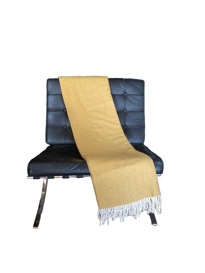 HEIMDALL NORWAY BLANKET - STAVERN - MERINO - MUSTARD YELLOW