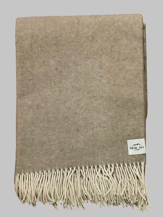 Heimdall Norway - stort pledd i merino ull - Stavern - lys brun