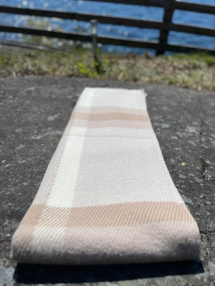 HEIMDALL NORWAY BLANKET - USTAOSET - 100% PURE NEW WOOL - BEIGE