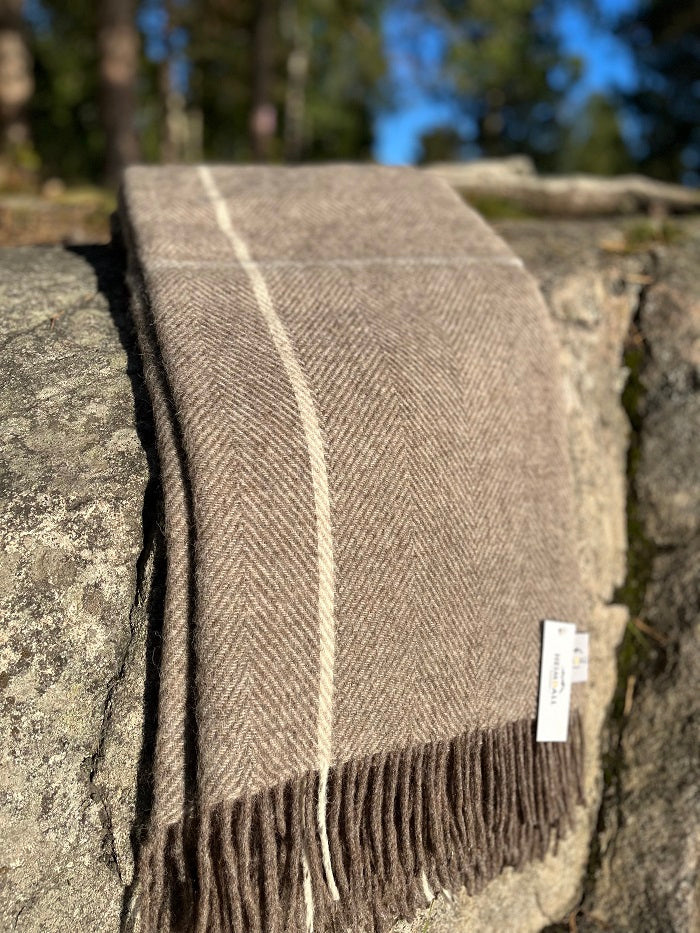 HEIMDALL NORWAY BLANKET - FINSE - 100% PURE NEW WOOL - BEIGE