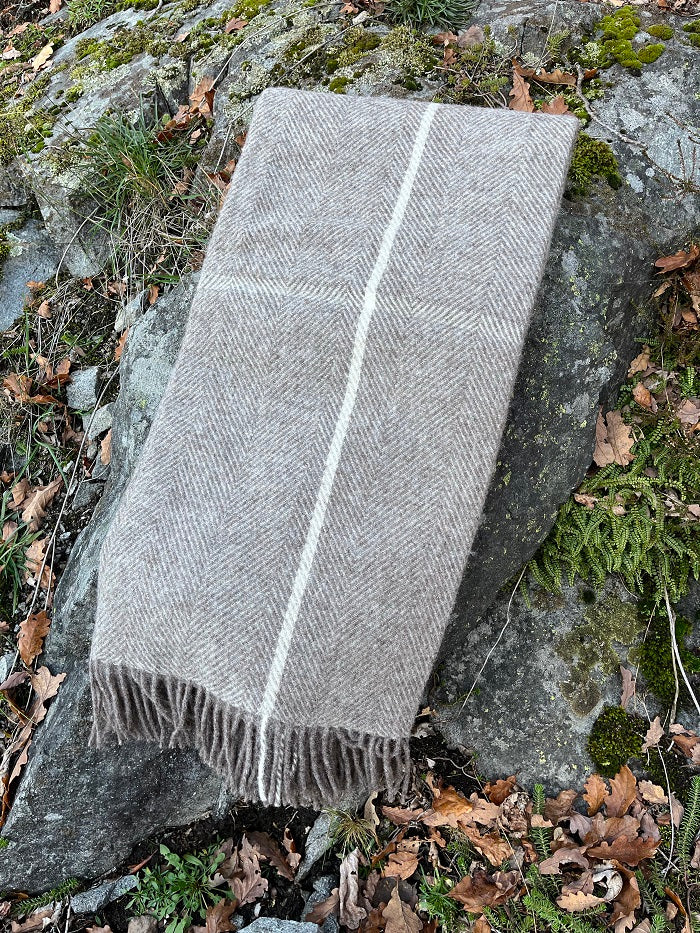 HEIMDALL NORWAY BLANKET - FINSE - 100% PURE NEW WOOL - BEIGE